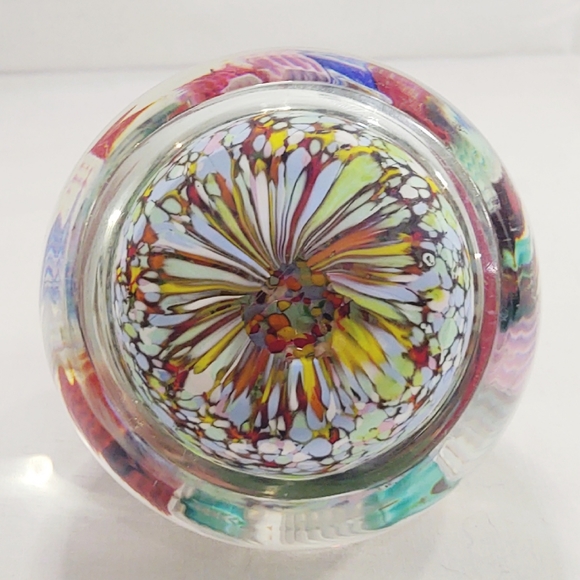 Vintage Large Murano Art Glass Millefiori Multicolored Paperweight - Picture 6 of 9